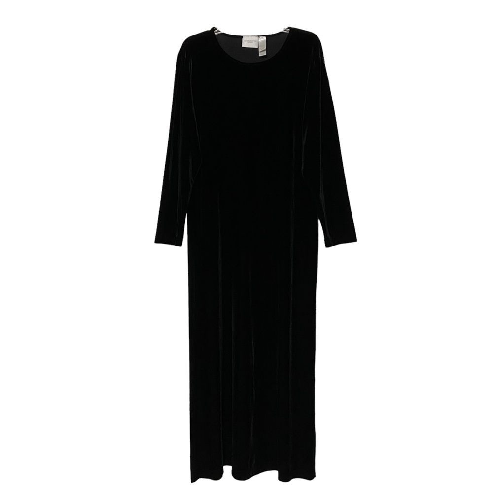 Y2K Crushed Velvet Maxi Dress Womens Large Black Whimsy Goth Dark Romantic